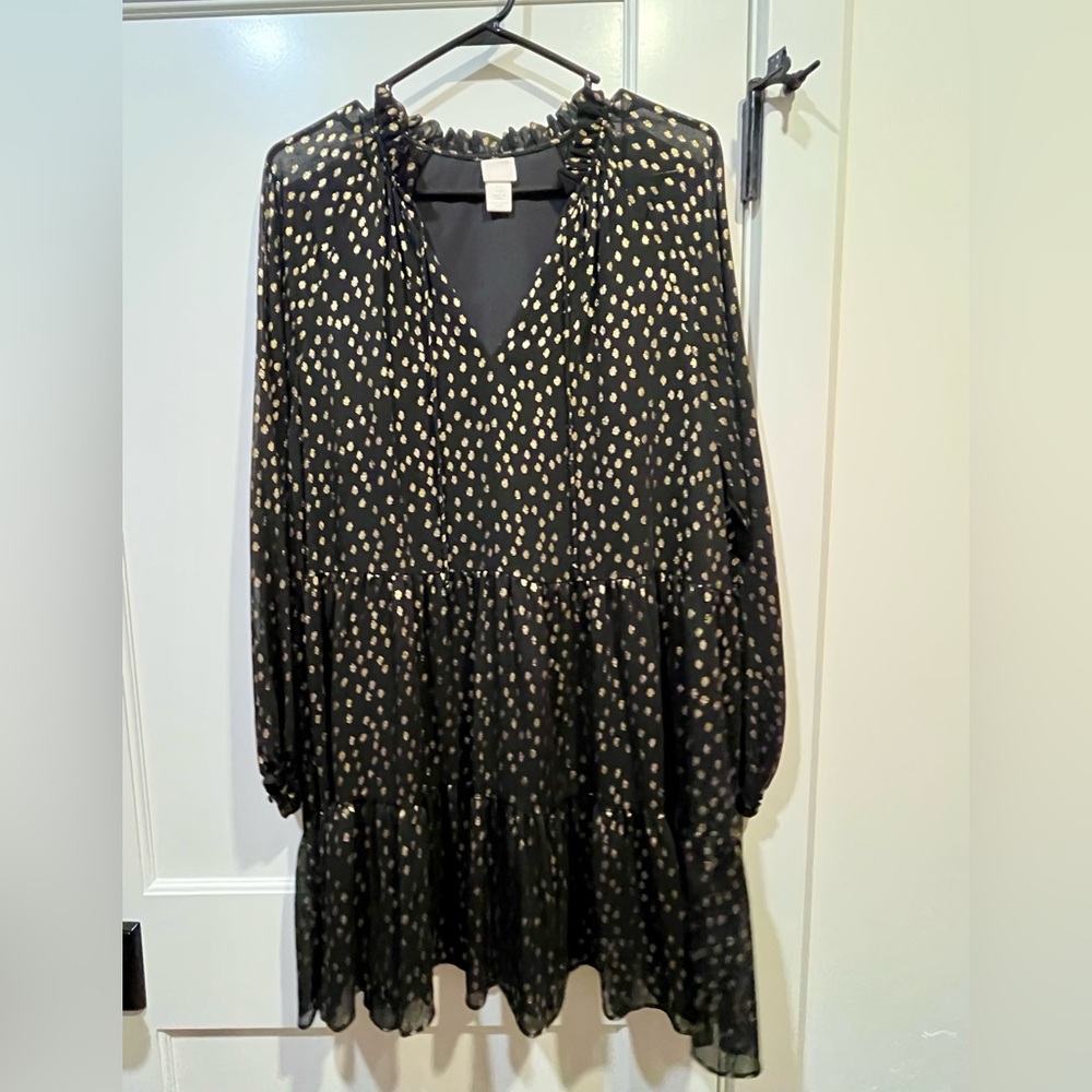 H&M black and gold metallic dress